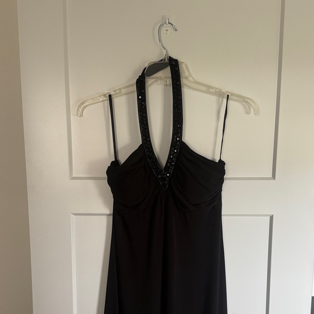 Spense Black Backless Halter Dress